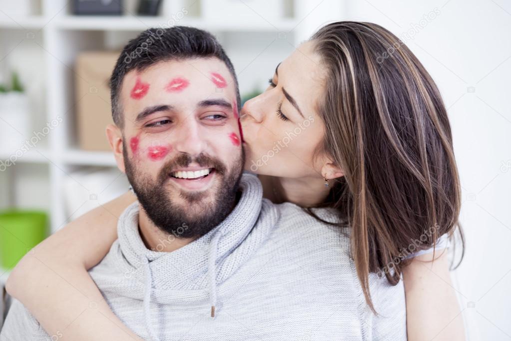 Red Lipstick Kiss On Cheek