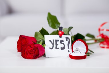 kırmızı gül ve yüzük