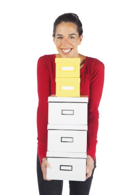 Woman Carrying Boxes clipart