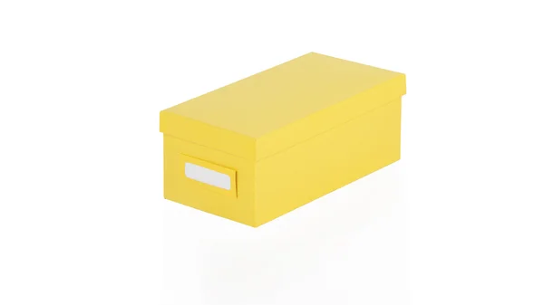 Boîte jaune sur blanc — Photo