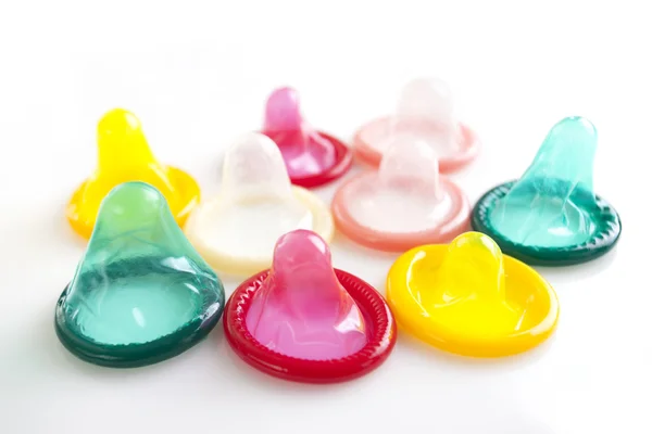 Condoms of different colors — Stock Photo, Image