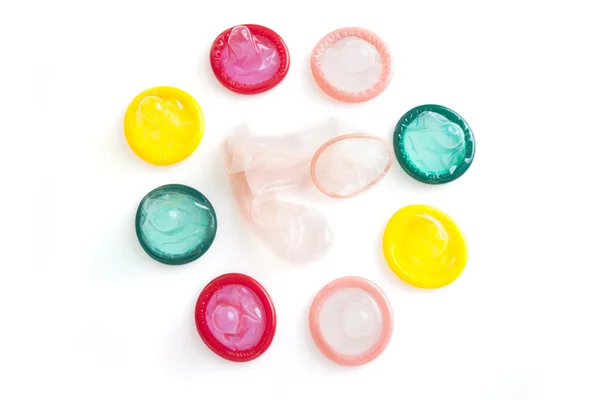 Condoms of different colors — Stock Photo, Image