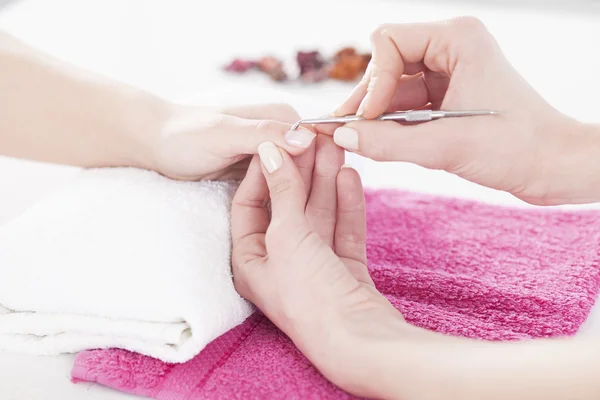 Woman receiving manicure — Stock Photo, Image