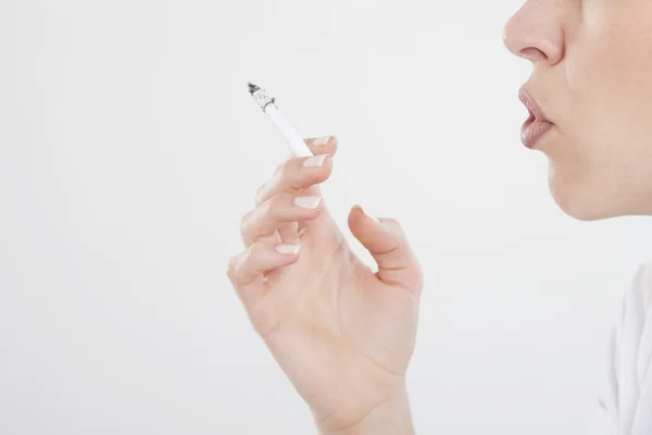 Close up of smoking woman — Stock Photo, Image