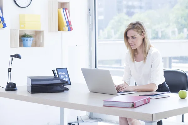 Donna d'affari che lavora sul computer portatile — Foto Stock