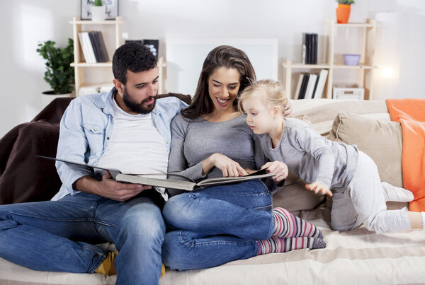 Young  family relaxing