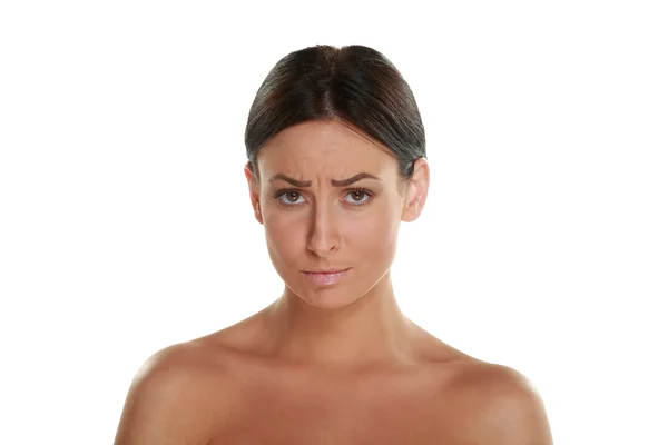 Porträt einer Frau mit Stirnrunzeln — Stockfoto