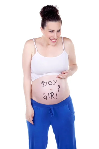 Schöne schwangere Frau mit Stethoskop — Stockfoto