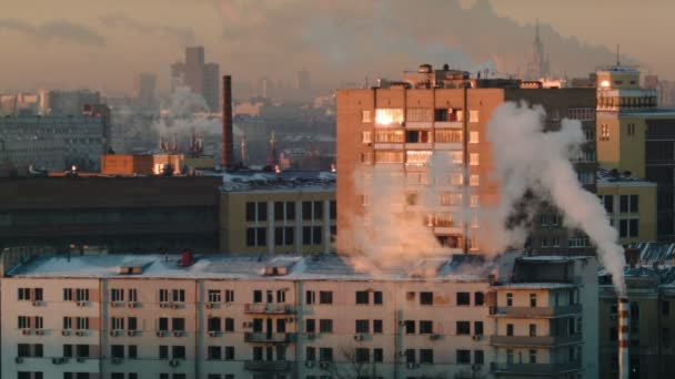 Krajobrazu miejskiego z dymu — Wideo stockowe