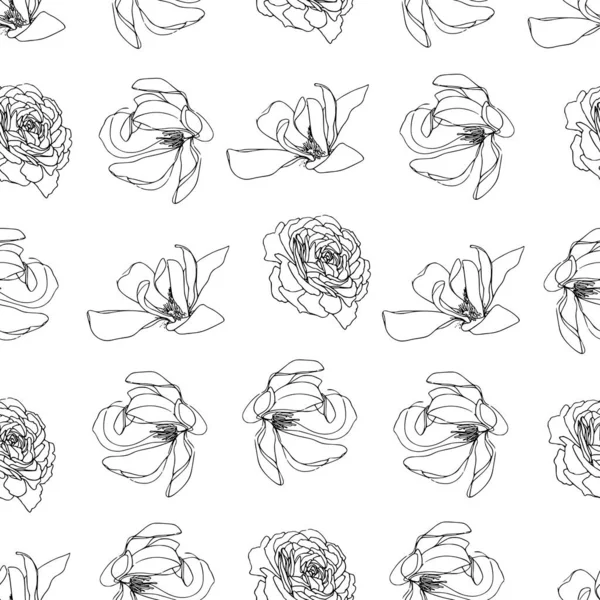 Bloemen Naadloos Patroon Wit Magnolia Pioenachtig Patroon Voor Inpakpapier — Stockfoto
