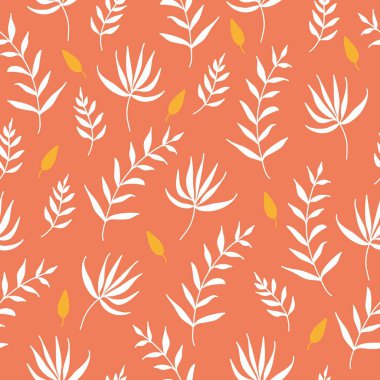 Vektörsüz beyaz yapraklar deseni