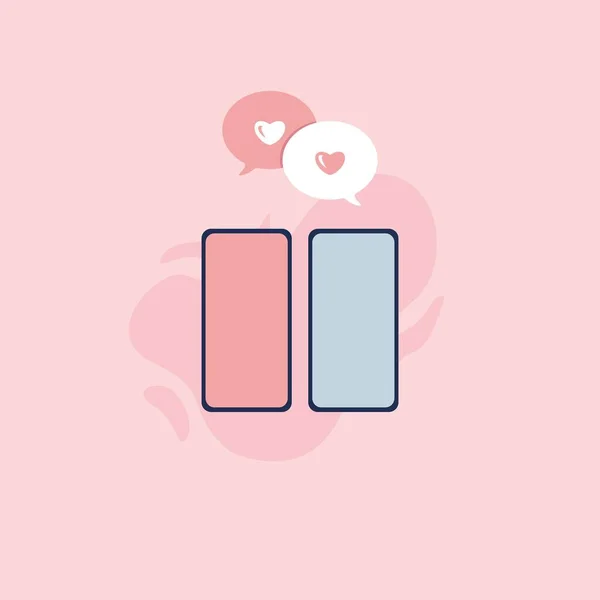 Telefoon Met Liefde Als Meldingen Happy Valentines Dag Ontwerp Concept — Stockvector