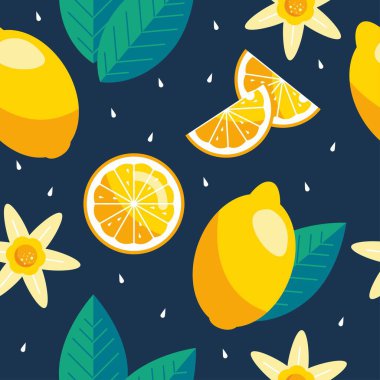 Limonsuz desen. Moda yaz geçmişi. Kumaş veya duvar kağıdı için parlak yazdırma vektörü.