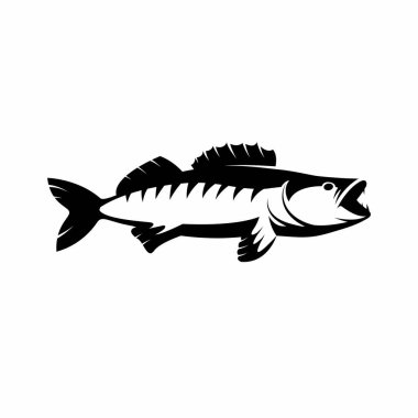 Walleye / Zander balık logosu. Spor kulübü için Walleye balık amblemi. Walleye balıkçılık arka plan temalı vektör illüstrasyonu.
