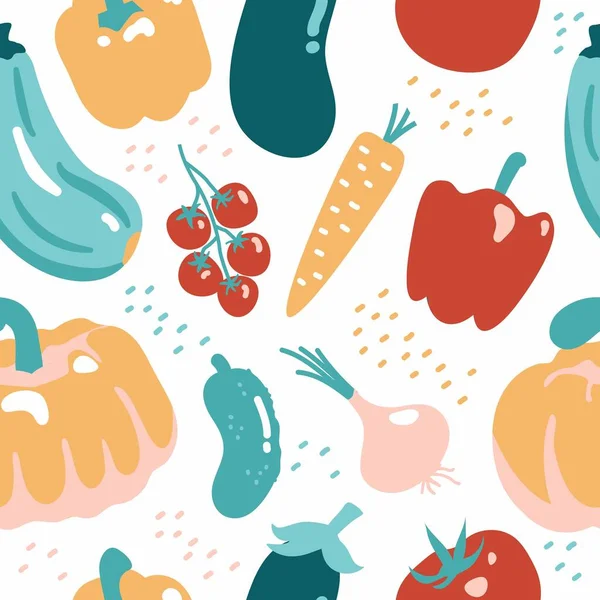 Nahtloses Muster Mit Gemüse Vegetarische Vektortextur Für Gesunde Nahrung Veganer — Stockvektor