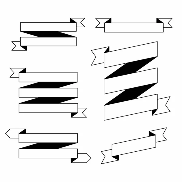 空のアウトラインリボンのセット — ストックベクタ