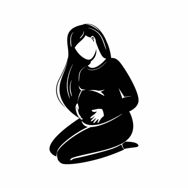 美しい妊婦のシルエットベクトルイラスト ロゴタイプ社 — ストックベクタ