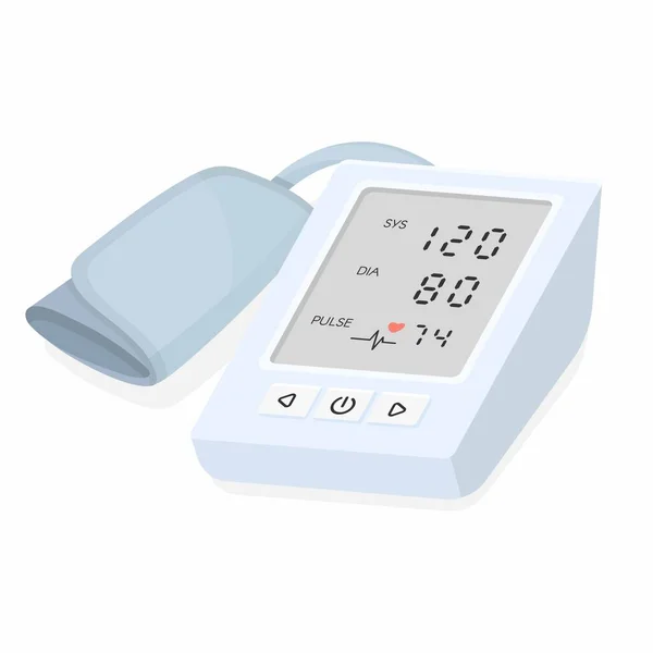 Yüksek tansiyon dijital tonometre. Tıbbi elektronik sfenometrenin vektör illüstrasyonu
