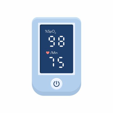 Pulse Oximeter with normal value. Digital device to measure oxygen saturation. Isolated vector illustration on white background clipart