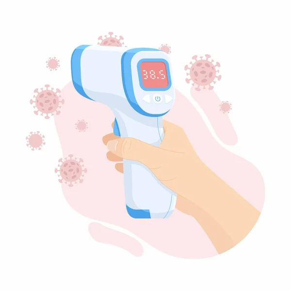 Cyfrowy Bezdotykowy Termometr Podczerwień Ręku Lekarza Termometr Medyczny Mierzący Temperaturę — Wektor stockowy