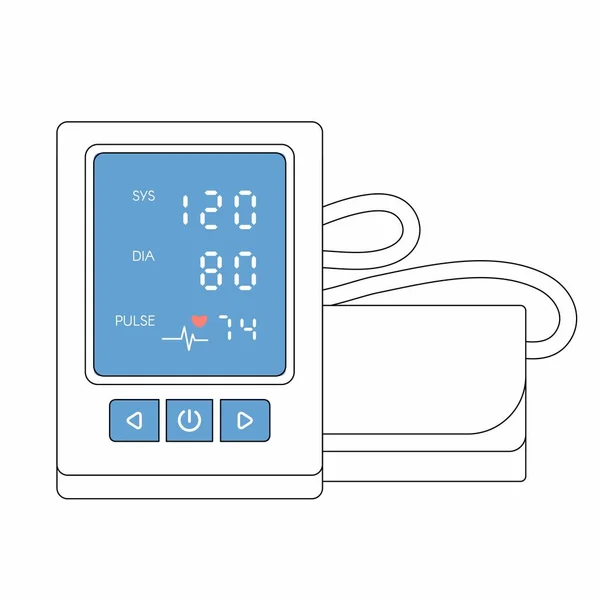 Tıbbi Tonometre Optimal Kan Basıncı Elektronik Tansiyon Monitörü Dijital Sphygmomanometre — Stok Vektör