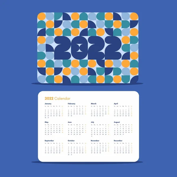 Plantilla Nacional Diseño Bolsillo Calendario 2022 Con Patrón Abstracto Geométrico — Vector de stock