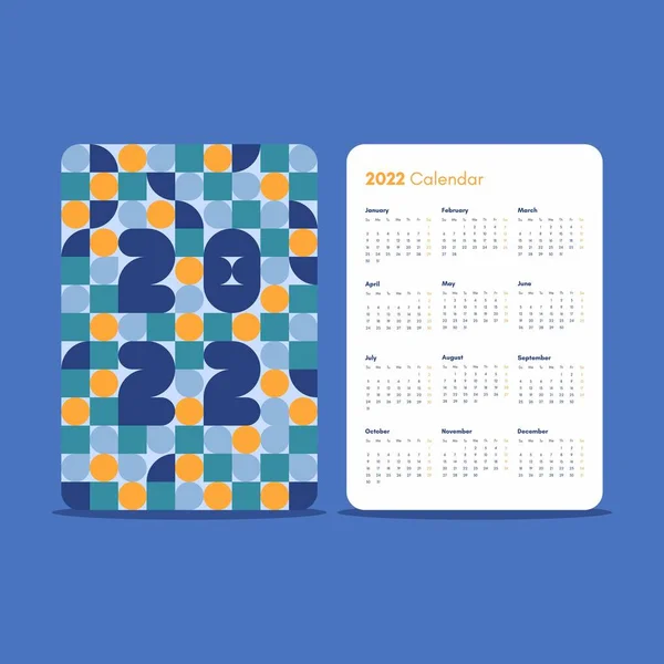 Vorlage Nationaler Design Taschenkalender 2022 Mit Bunten Geometrischen Abstrakten Mustern — Stockvektor