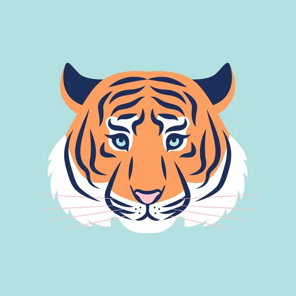 タイガーヘッドベクトルトレンディーなイラスト アイコンのコンセプト 虎の年のための印刷2022 — ストックベクタ