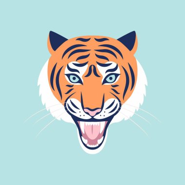 Kükreyen kaplan kafası. Renkli trend vektör çizimi. Kaplan Yılı 2022