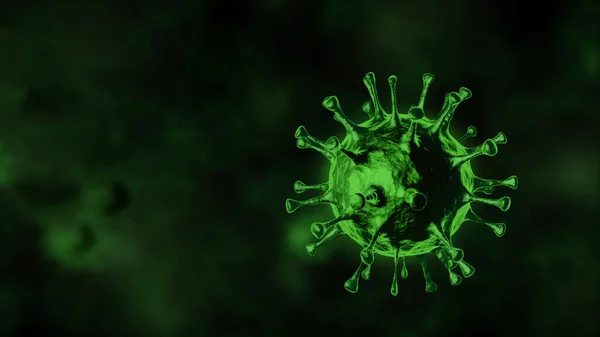 Oronavírus Baktérium Közelkép Zöld Alapon Renderelés — Stock Fotó
