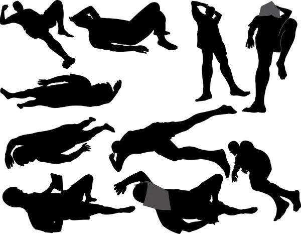 Homme endormi silhouette vectorielle — Image vectorielle
