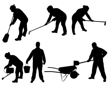 Bahçe vector silhouettes çalışır