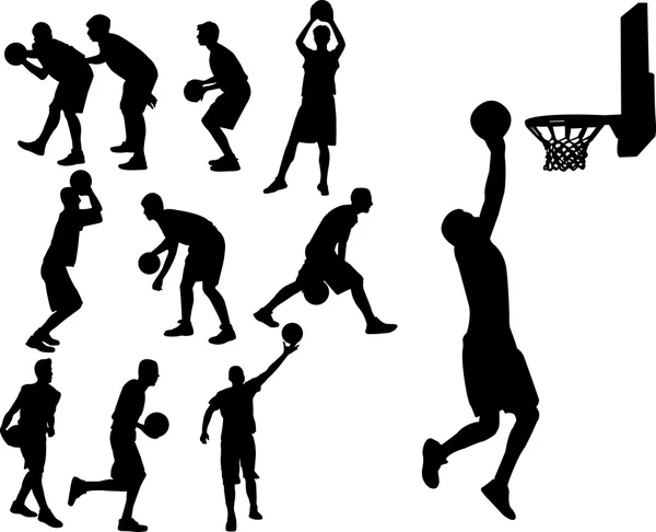 Basketball players vector silhouette — Stock Vector