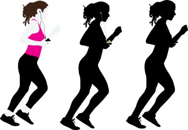 Kız koşu vektör siluet