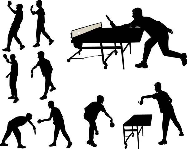 Joueurs de tennis de table silhouette vectorielle — Image vectorielle