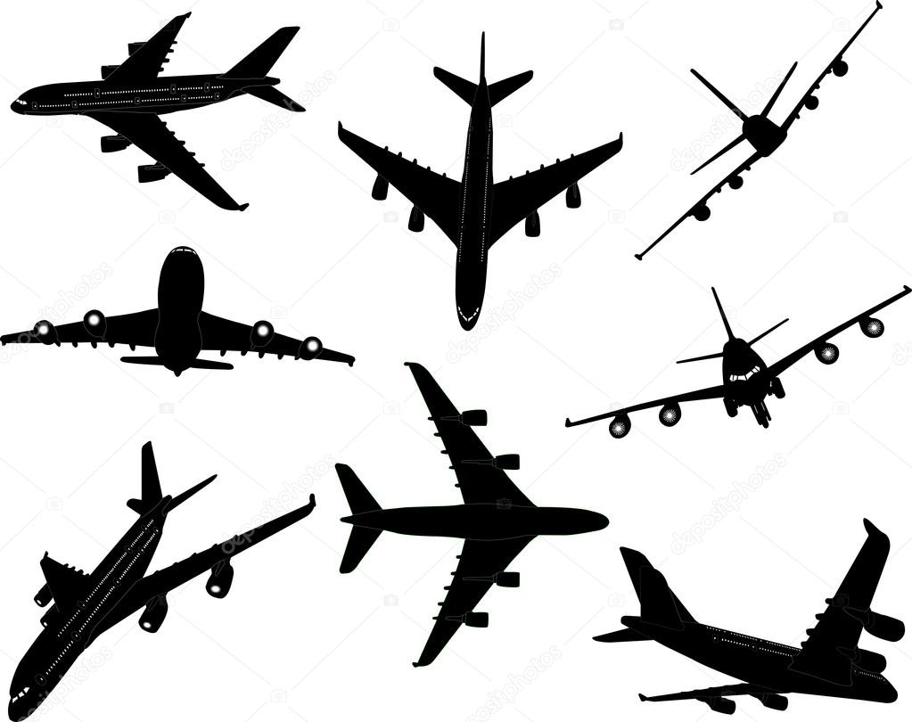 airplanes 2 vector silhouette