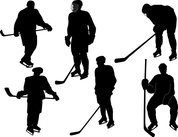 Hockey spelers vector silhouet — Stockvector