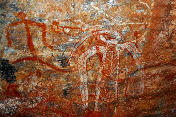 Antigos Hieróglifos Pedra Fecham Território Norte Austrália — Fotografia de Stock
