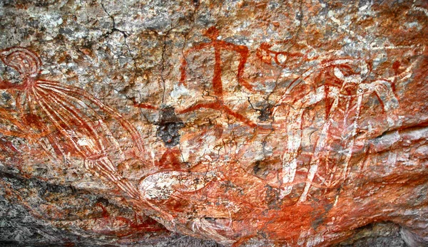 Hieróglifos Australianos Uma Parede Pedra Território Norte — Fotografia de Stock