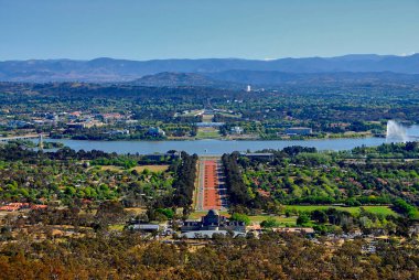 Beautiful panoramic view of the Australian capital city of Canberra from Mount Ainslie lookout.  clipart
