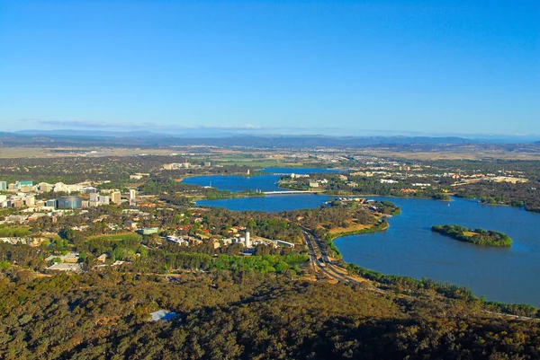Uma Bela Vista Capital Canberra Austrália Sol Tarde Montanha Negra — Fotografia de Stock
