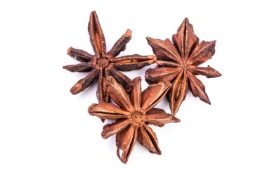 Yıldız anason baharat meyve ve tohum beyaz arka plan üzerinde izole 