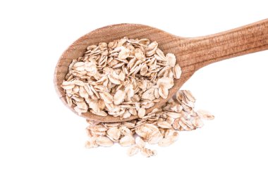 Beyaz arka plan üzerinde sağlıklı gıda izole yulaf gevreği