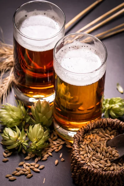 Assorted Beers in a Flight Ready for Tasting,vintage filter — Stock Photo, Image