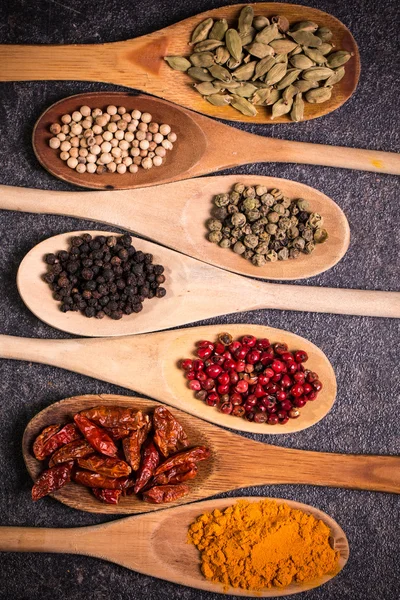 stock image spices and herbs on wooden table , medicinal concept