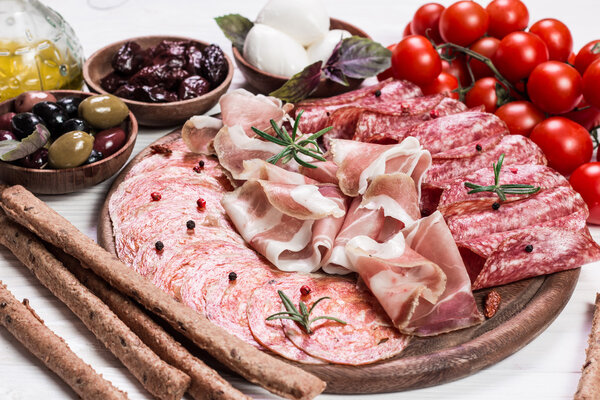 Traditional spanish tapas or italian antipasti