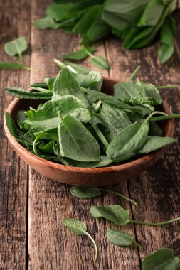 Taze organik kuzukulağı masada. sağlıklı gıda