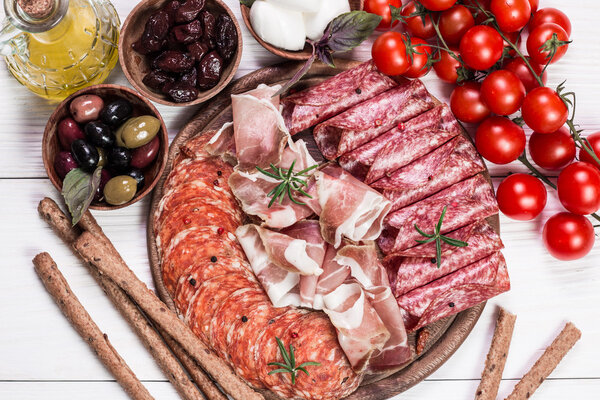 Traditional spanish tapas or italian antipasti