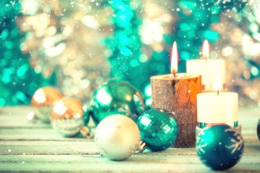 Arka plan, vintage filtre, yumuşak odak Noel dekorasyon