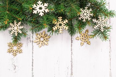 kar ve firtree Noel kökenli eski ahşap doku